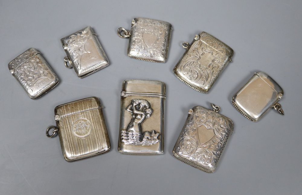 Eight silver vesta cases, approx 5.12oz